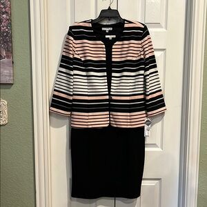 Studio One 2 Piece Pink and Black Striped Dress Ensemble